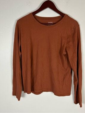 Time and Tru Rust Brown Long Sleeve Crewneck Tee L